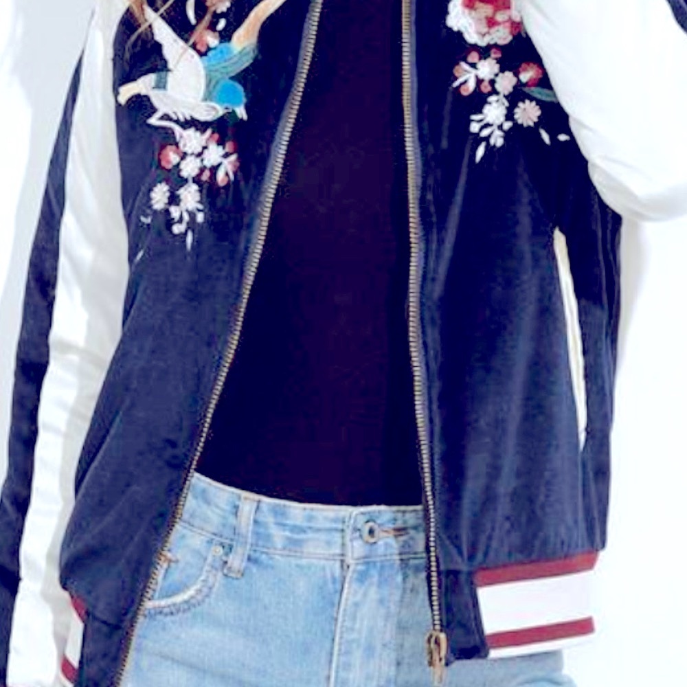RARE Free People Embroidered Bomber Jacket - Picture 4 of 14